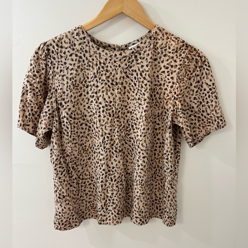 Abercrombie & Fitch Leopard Print Puff Sleeve Blouse Top Medium